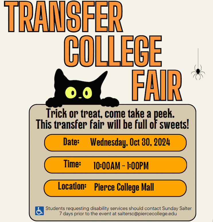 Transfer College Fair Oct 30, 10am-1pm, Pierce College Mall