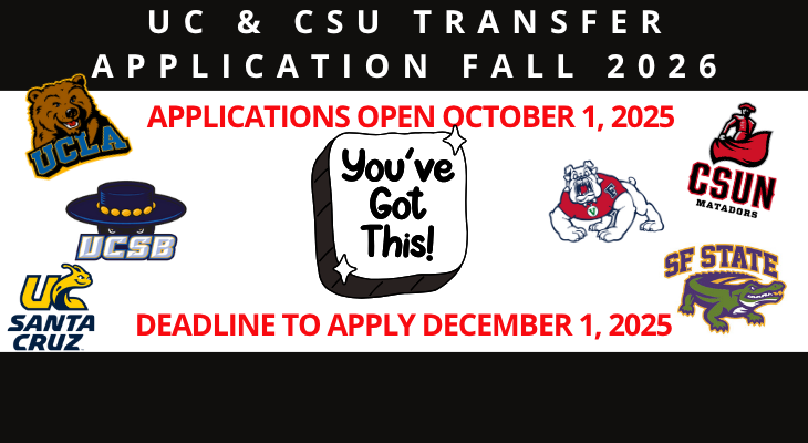 Apply to Transfer Oct 1-Dec 1 for fall 2026